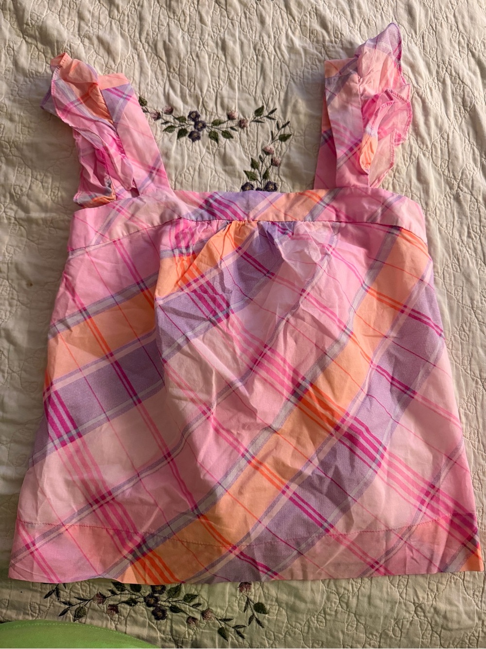 Lilly Pulitzer Pink Plaid Ruffle Strap Sundress Top